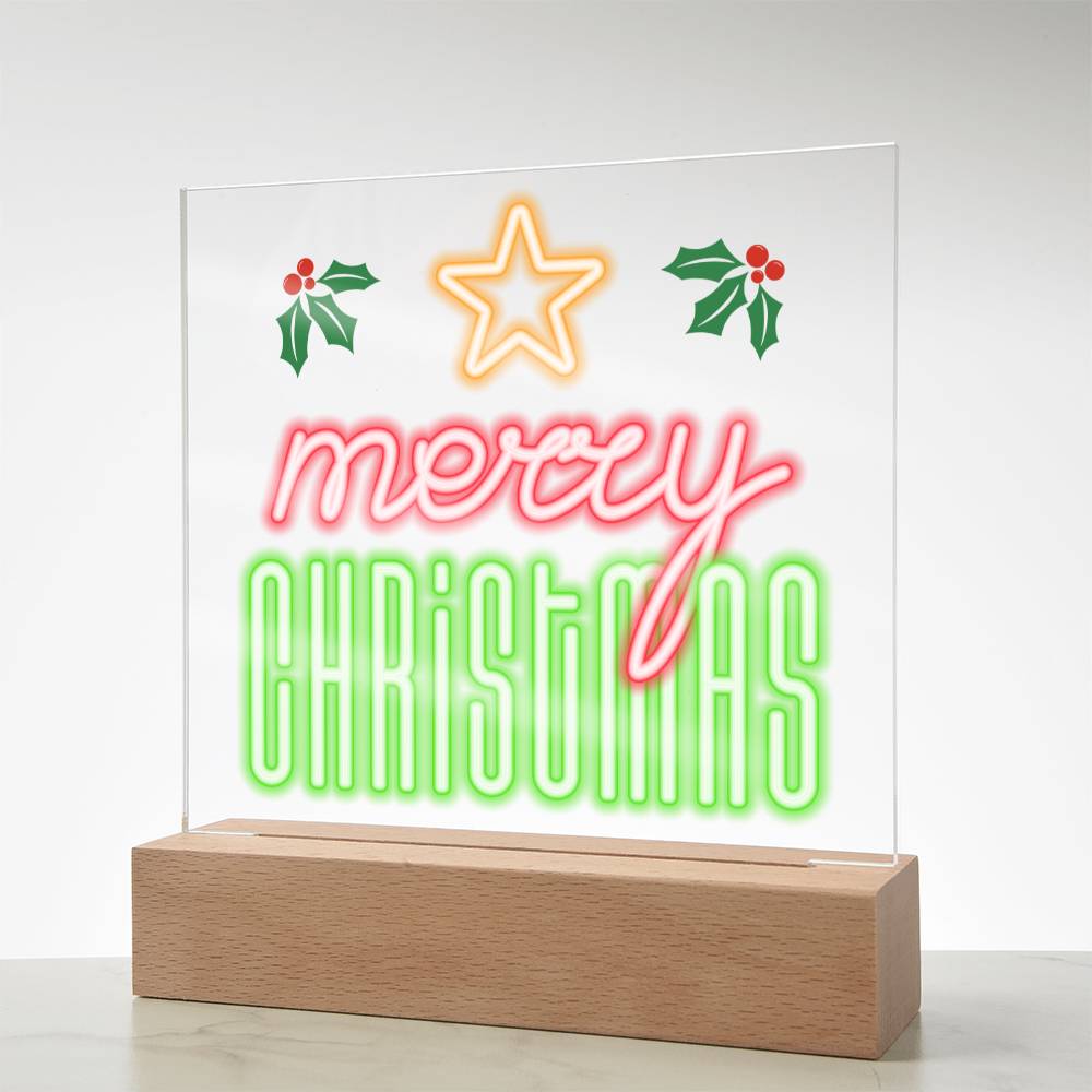 Neon Holiday Greeting - Square Acrylic