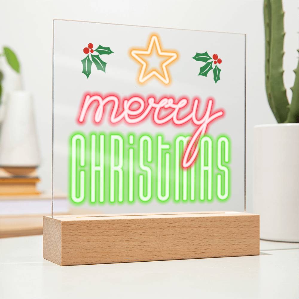 Neon Holiday Greeting - Square Acrylic