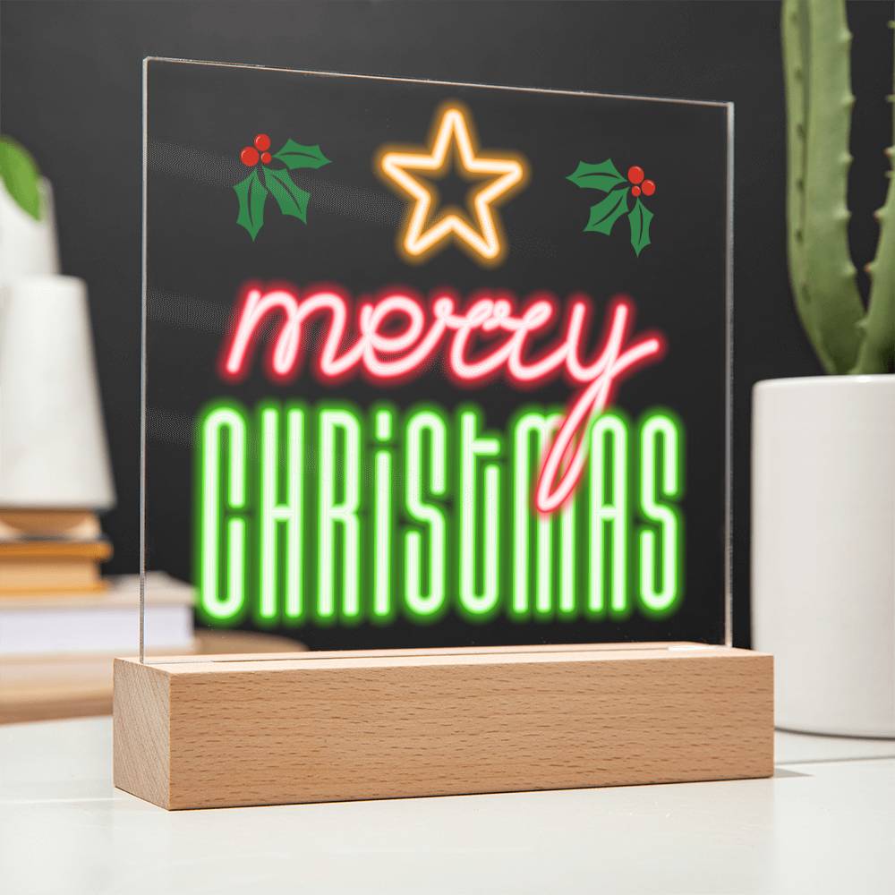 Neon Holiday Greeting - Square Acrylic