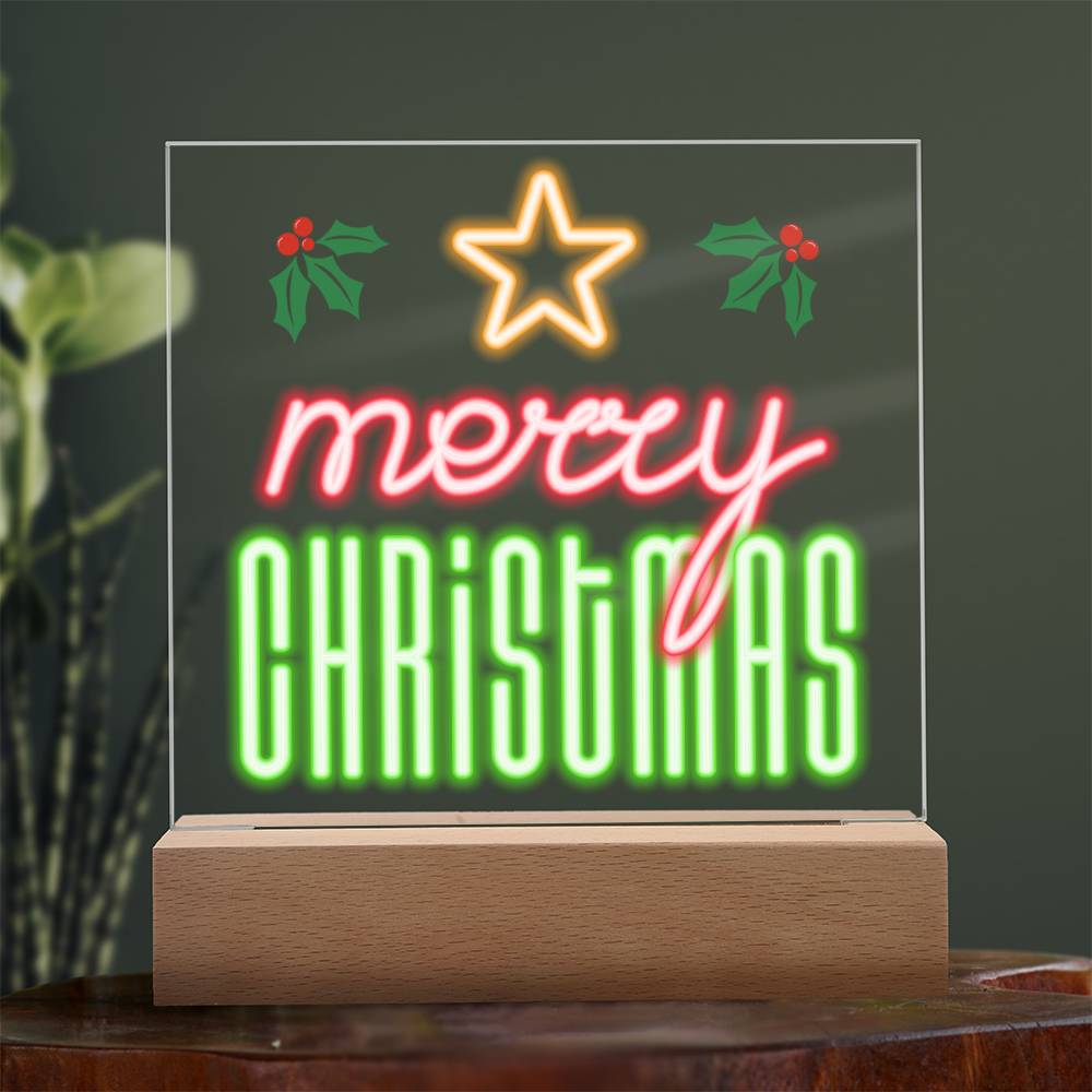 Neon Holiday Greeting - Square Acrylic