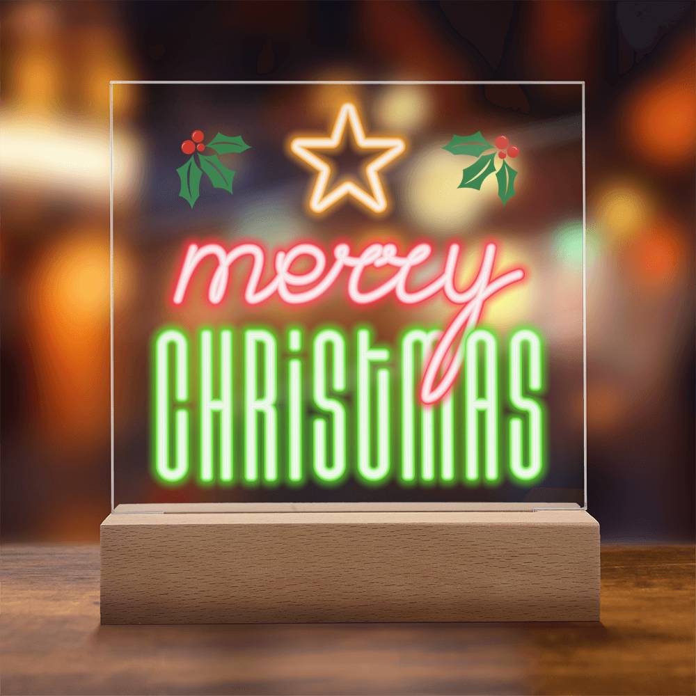 Neon Holiday Greeting - Square Acrylic