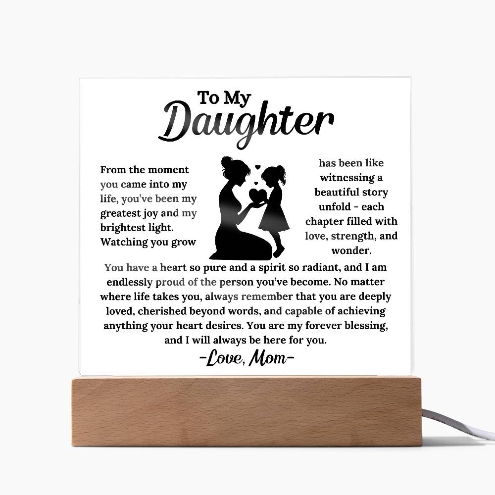 To My Daughter -  My Forever Blessing -  Square Acrylic Plaque