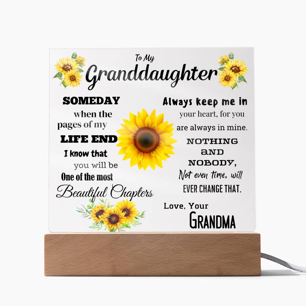 Always In My Heart: To My Granddaughter Square Acrylic Plaque From Grandma