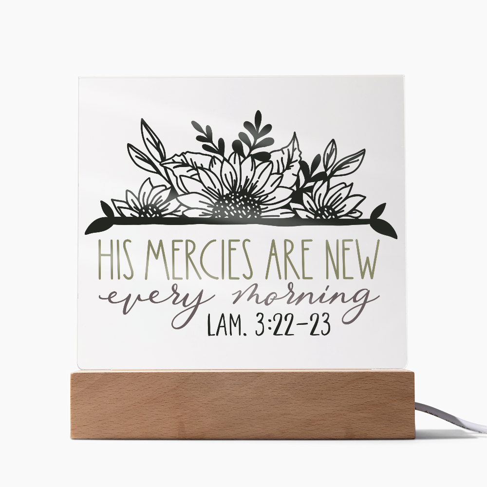 His Mercies Are New Every Morning Square Acrylic Plaque