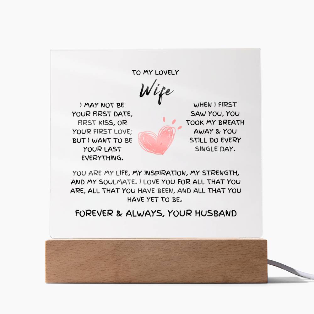 To My Lovely Wife - You Take My Breath Away - Acrylic Square Plaque