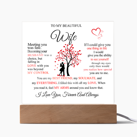 To My Beautiful Wife Square Acrylic Plaque