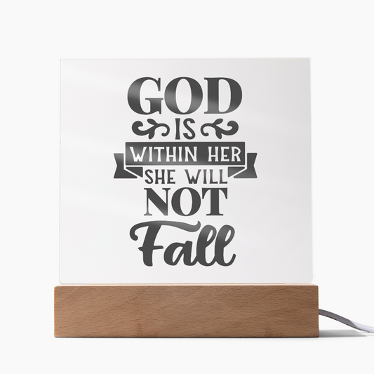 God Is Within Her She Will Not Fall Square Acrylic Plaque