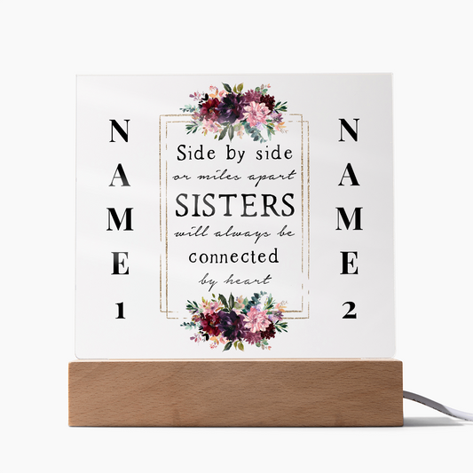 Heartstrings of Sisterhood Personalized Floral Acrylic Plaque