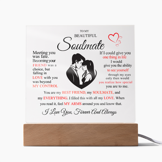 To My Beautiful Soulmate Square Acrylic Plaque Design2