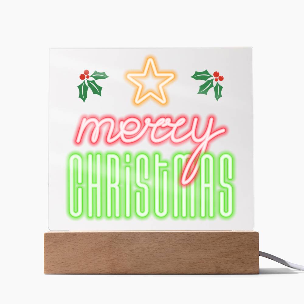 Neon Holiday Greeting - Square Acrylic