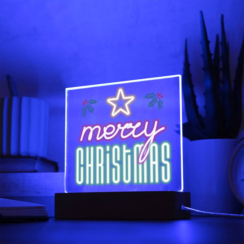 Neon Holiday Greeting - Square Acrylic
