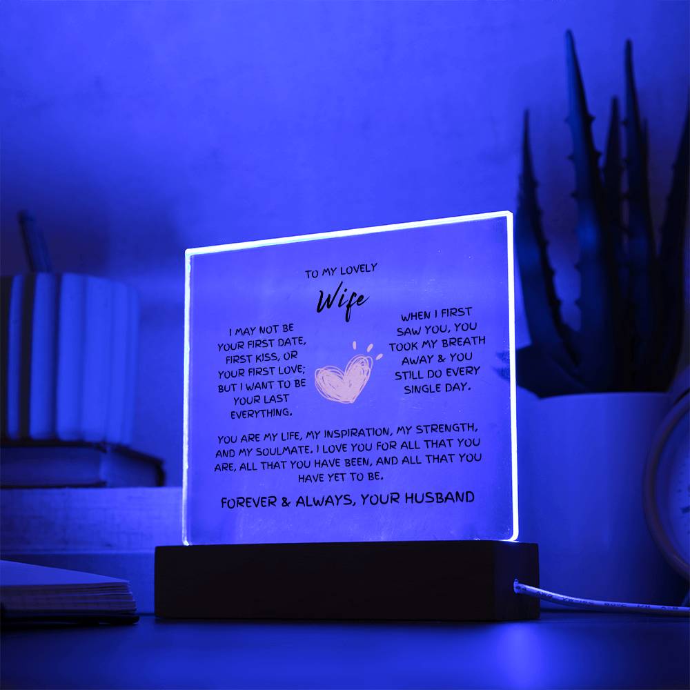 To My Lovely Wife - You Take My Breath Away - Acrylic Square Plaque