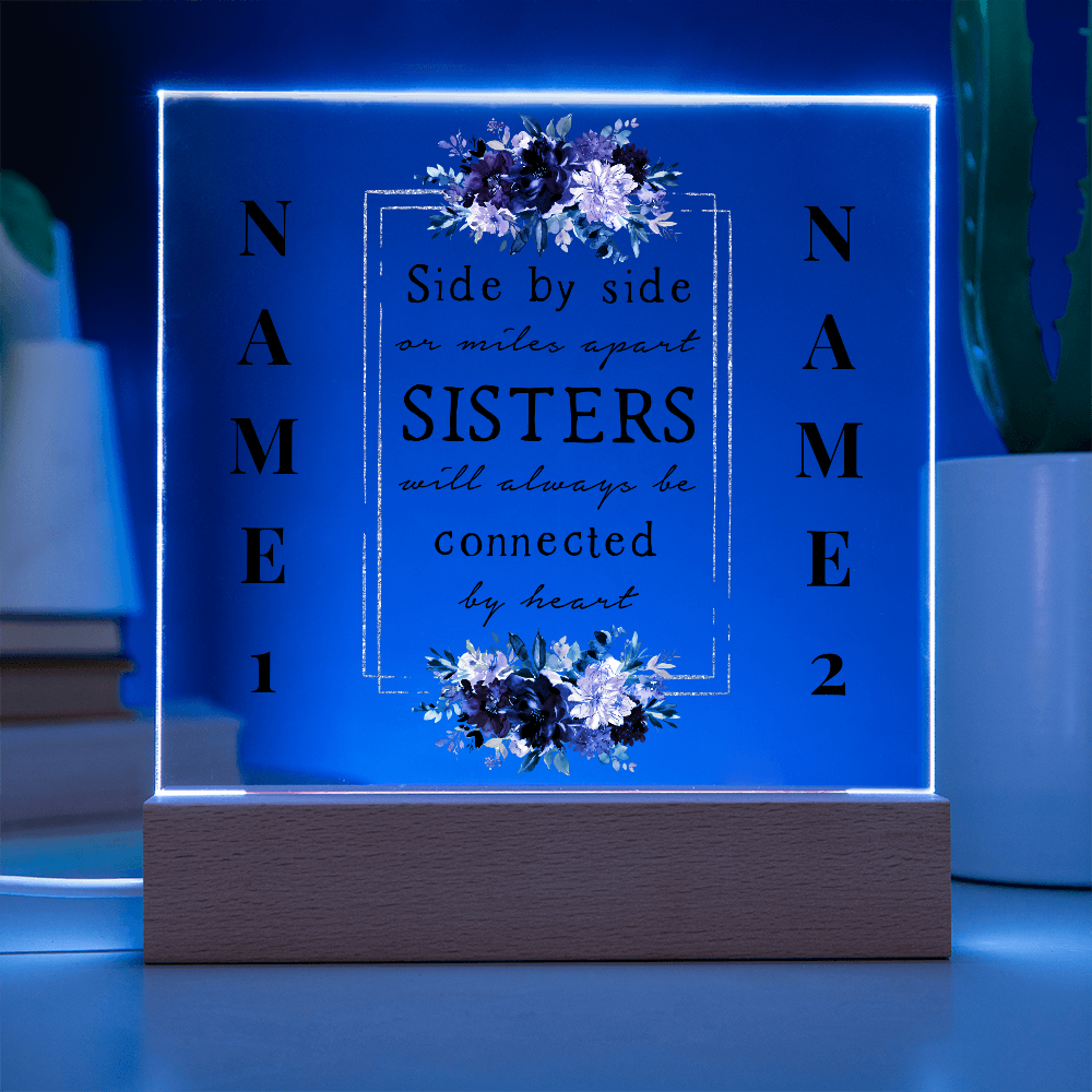 Heartstrings of Sisterhood Personalized Floral Acrylic Plaque