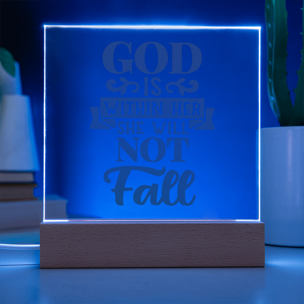 God Is Within Her She Will Not Fall Square Acrylic Plaque