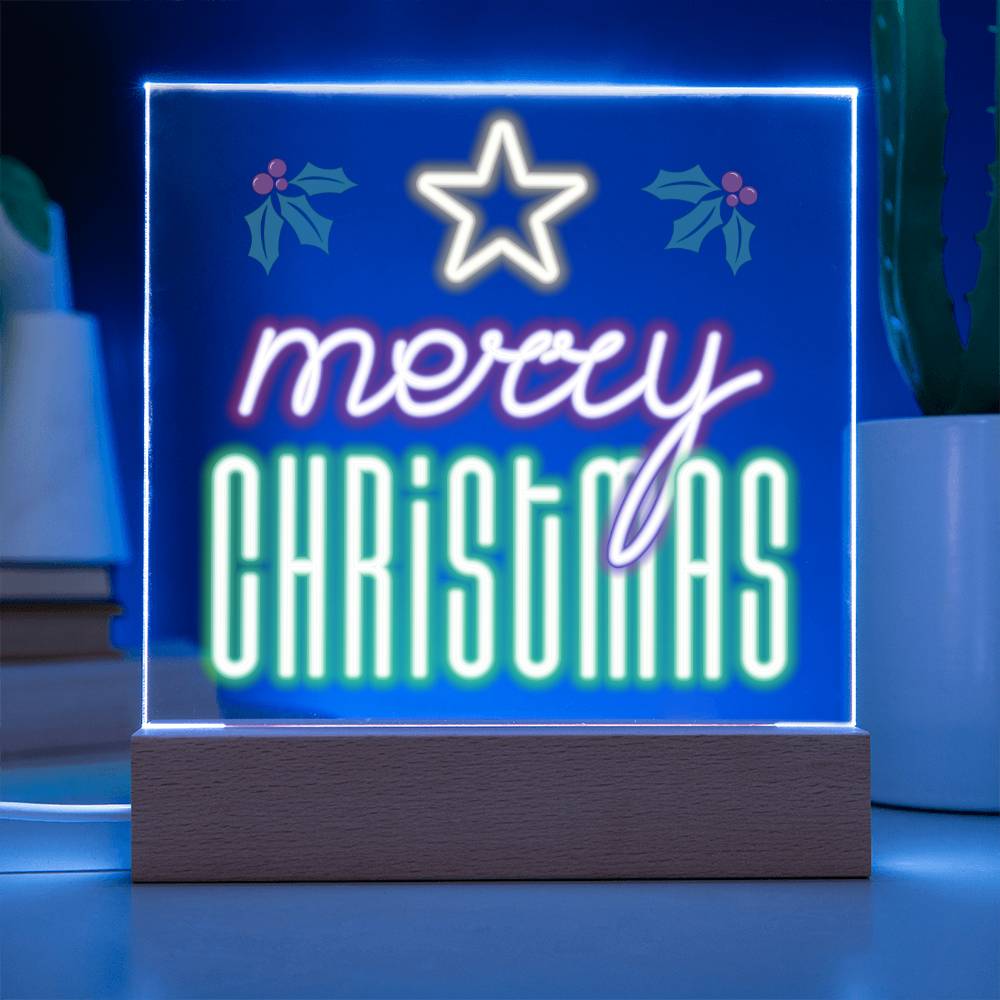 Neon Holiday Greeting - Square Acrylic