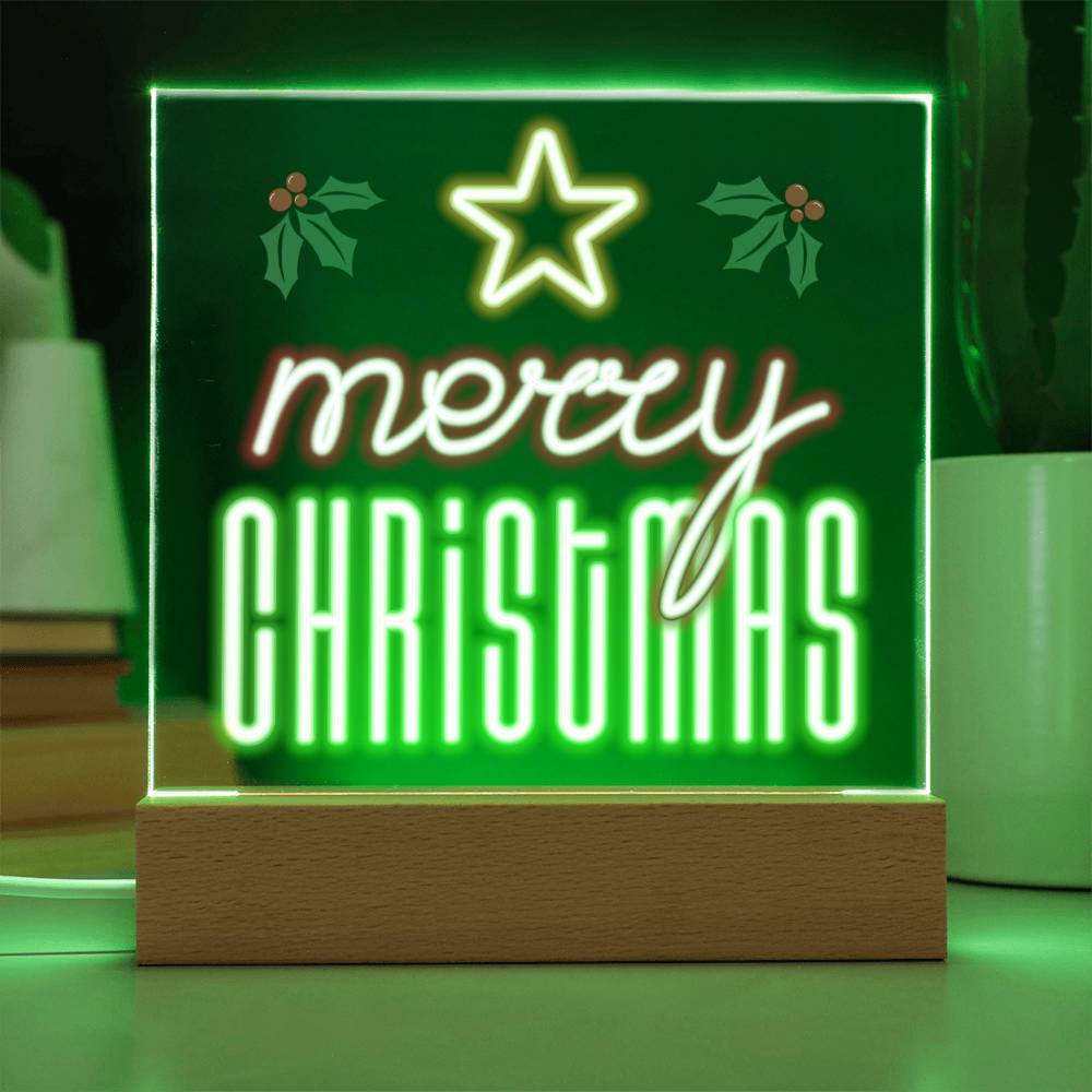 Neon Holiday Greeting - Square Acrylic
