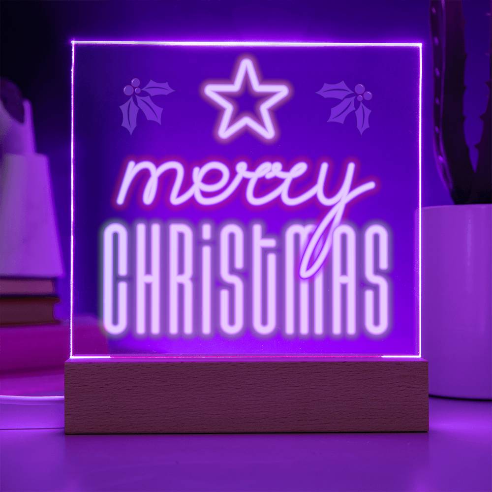 Neon Holiday Greeting - Square Acrylic