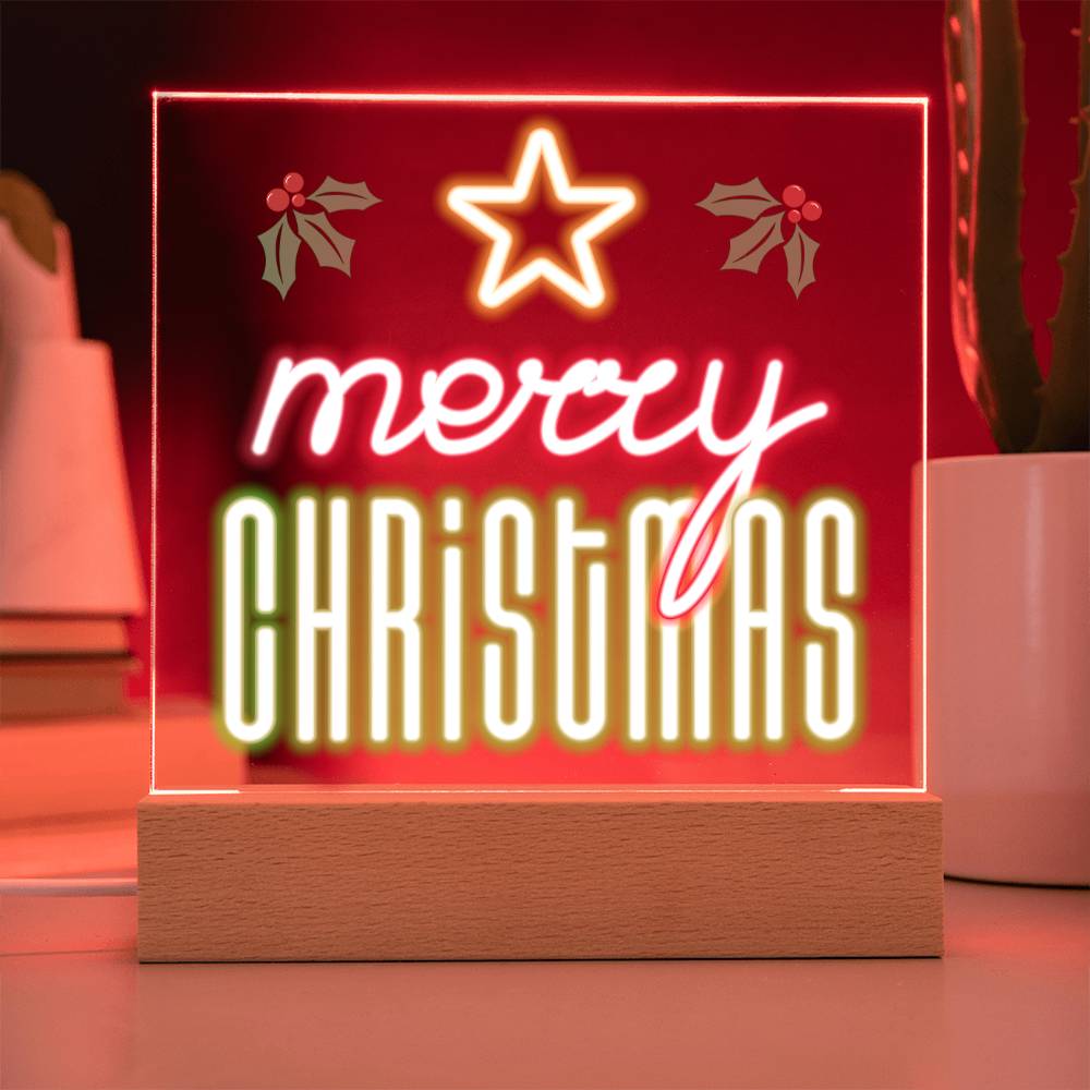 Neon Holiday Greeting - Square Acrylic