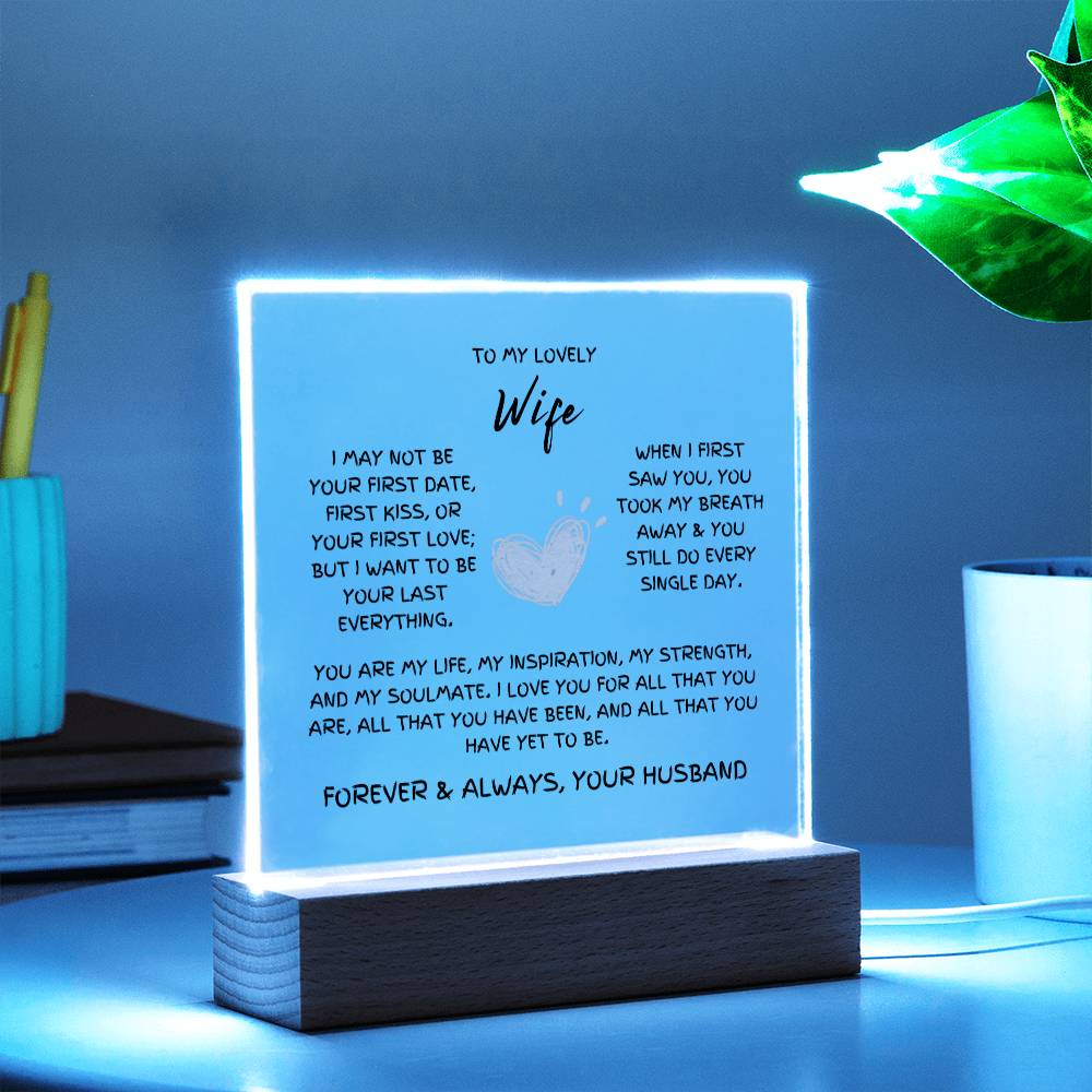 To My Lovely Wife - You Take My Breath Away - Acrylic Square Plaque