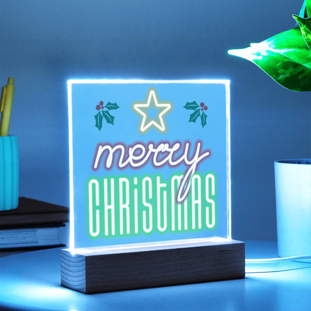 Neon Holiday Greeting - Square Acrylic