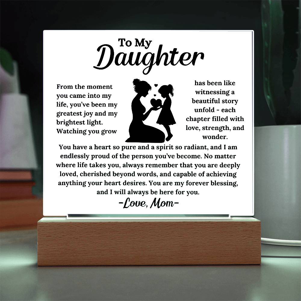 To My Daughter -  My Forever Blessing -  Square Acrylic Plaque