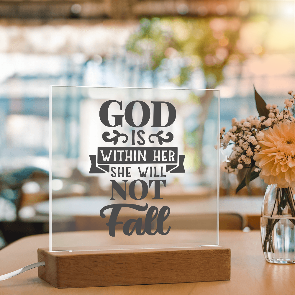 God Is Within Her She Will Not Fall Square Acrylic Plaque