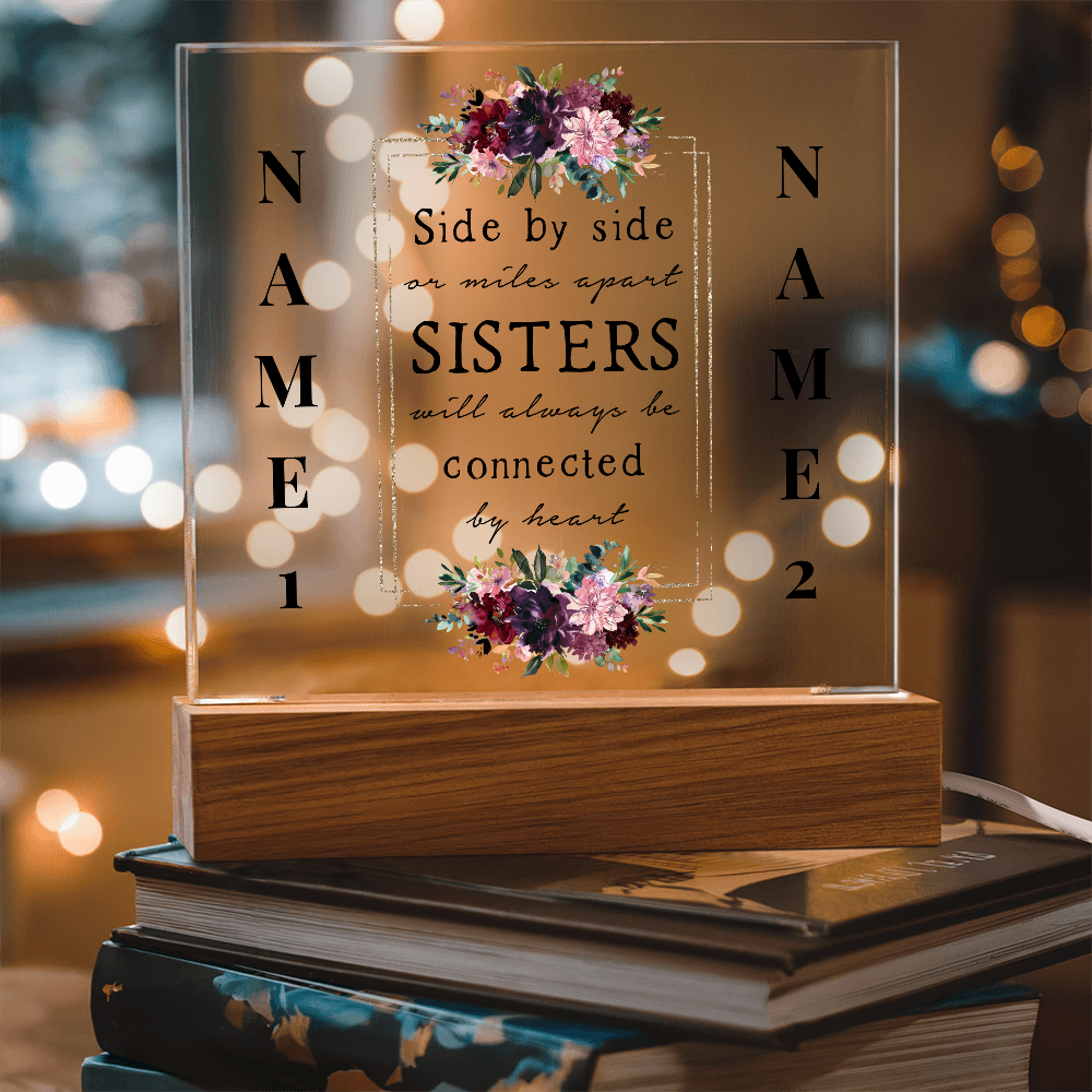 Heartstrings of Sisterhood Personalized Floral Acrylic Plaque