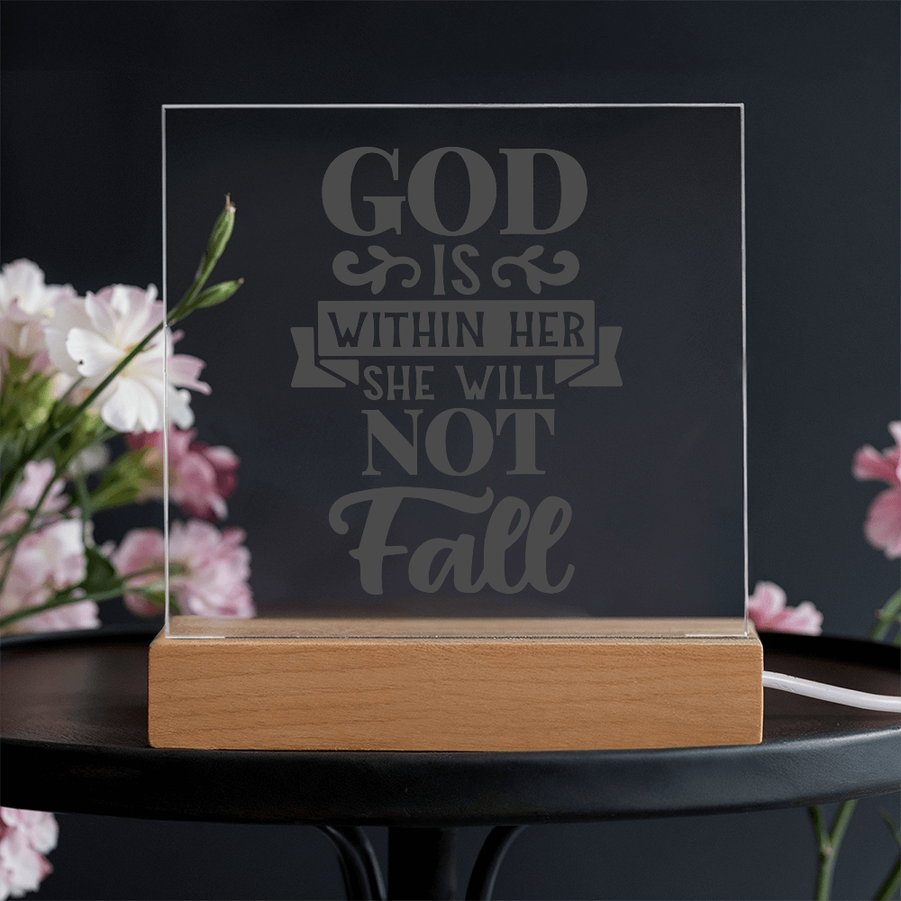 God Is Within Her She Will Not Fall Square Acrylic Plaque