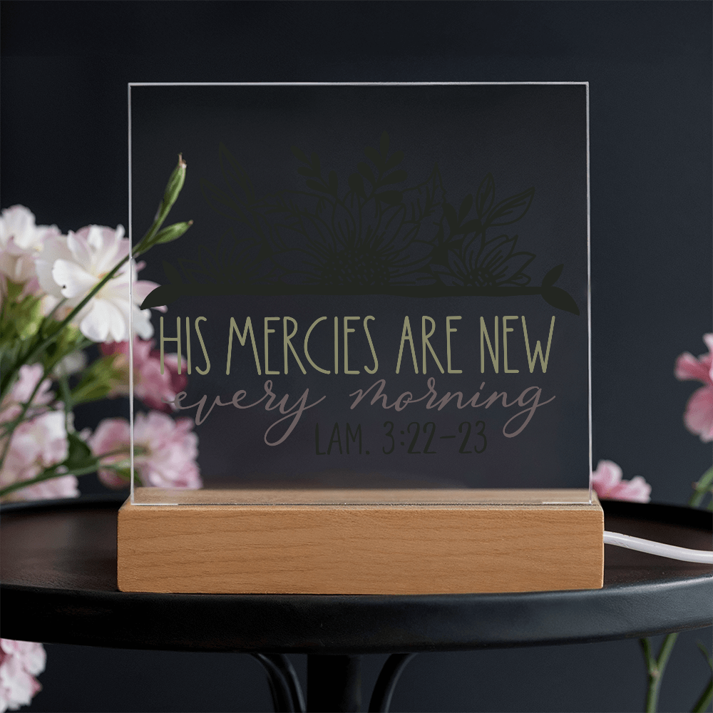 His Mercies Are New Every Morning Square Acrylic Plaque