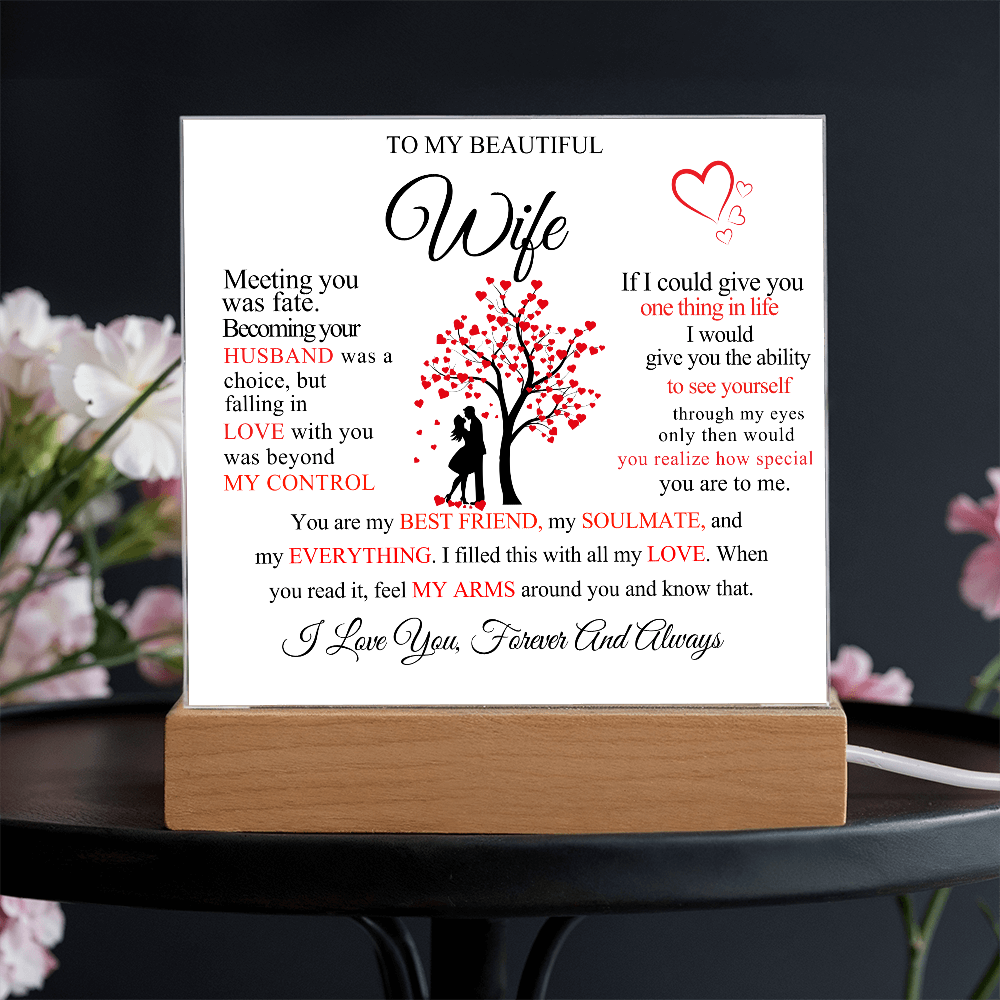 To My Beautiful Wife Square Acrylic Plaque