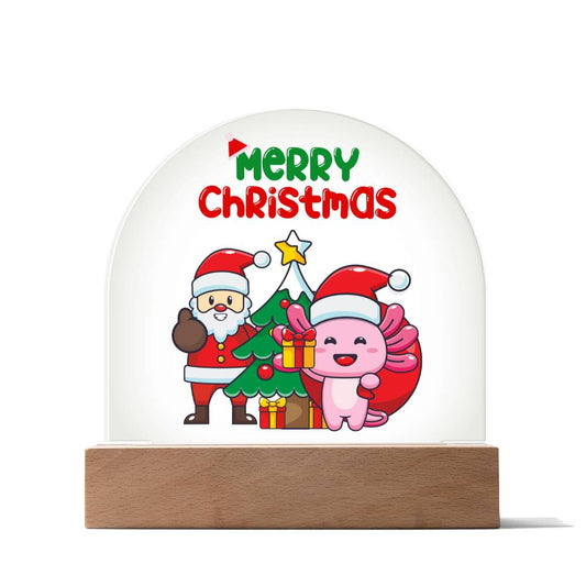 Axolotl's Gift Delivery - Santa's Little Helper - Dome Acrylic Plaque