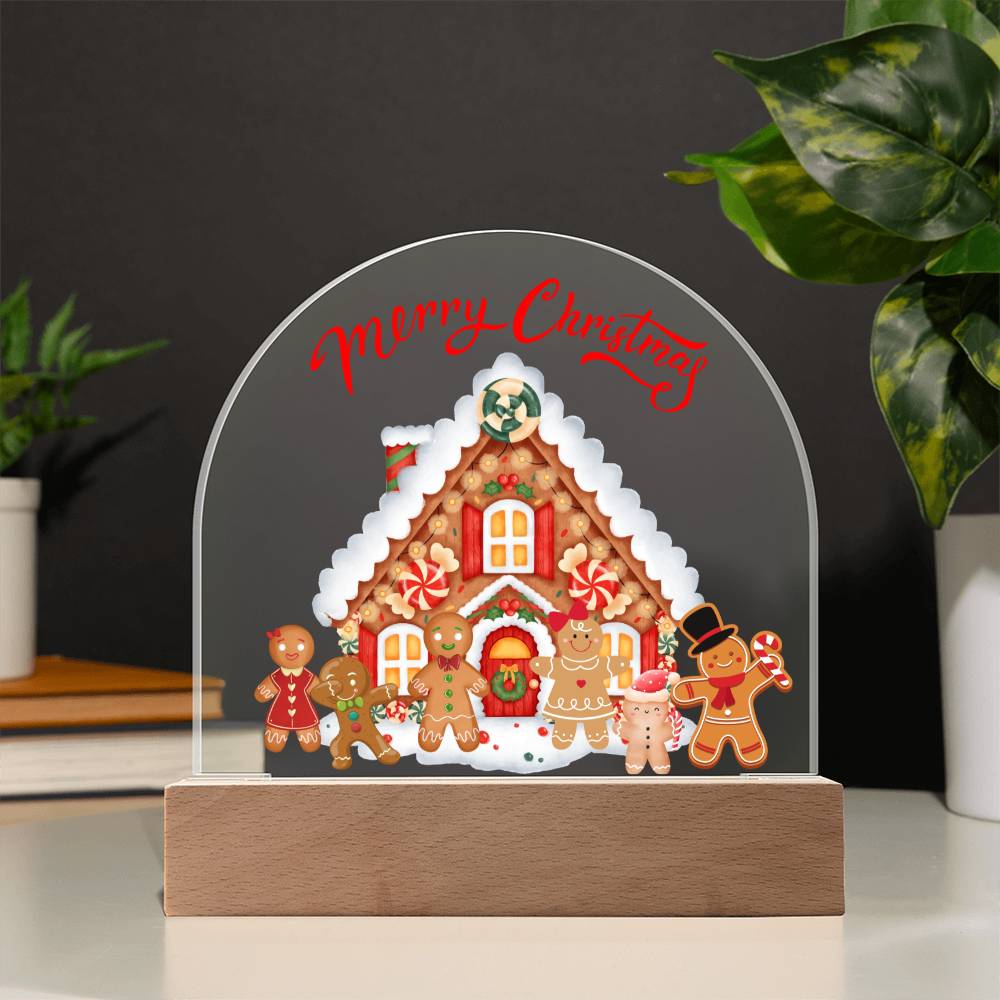 Gingerbread Family - Holiday Greetings - Dome Acrylic Plaque