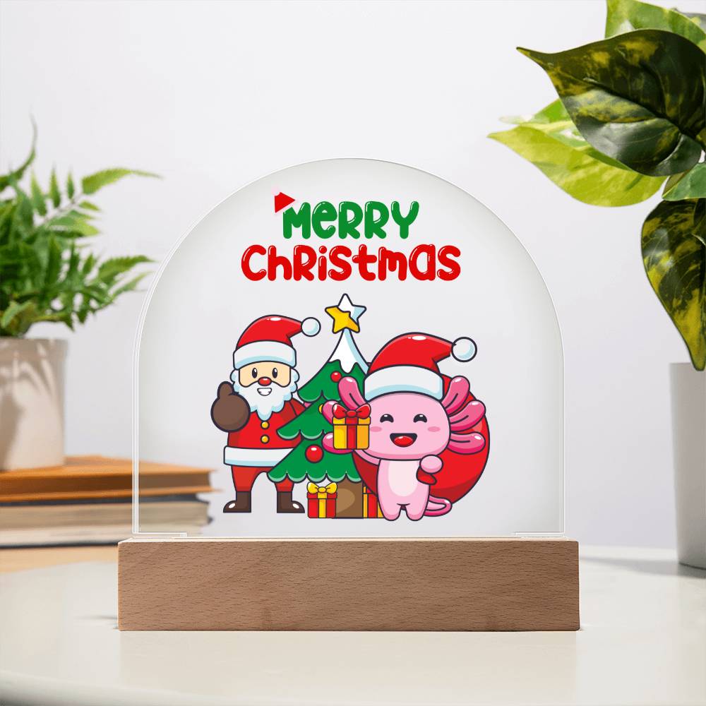 Axolotl's Gift Delivery - Santa's Little Helper - Dome Acrylic Plaque