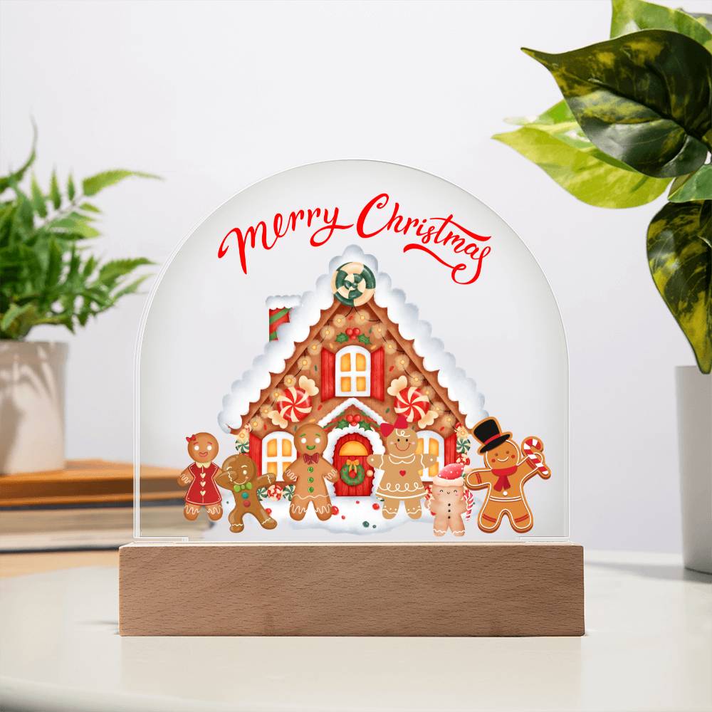 Gingerbread Family - Holiday Greetings - Dome Acrylic Plaque