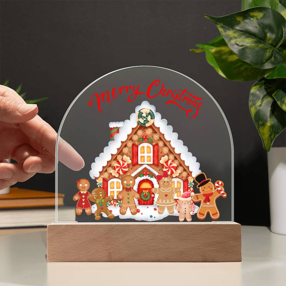 Gingerbread Family - Holiday Greetings - Dome Acrylic Plaque
