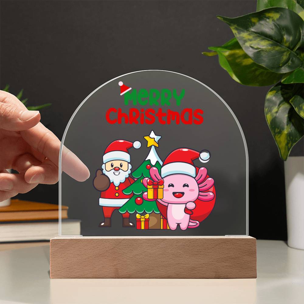 Axolotl's Gift Delivery - Santa's Little Helper - Dome Acrylic Plaque
