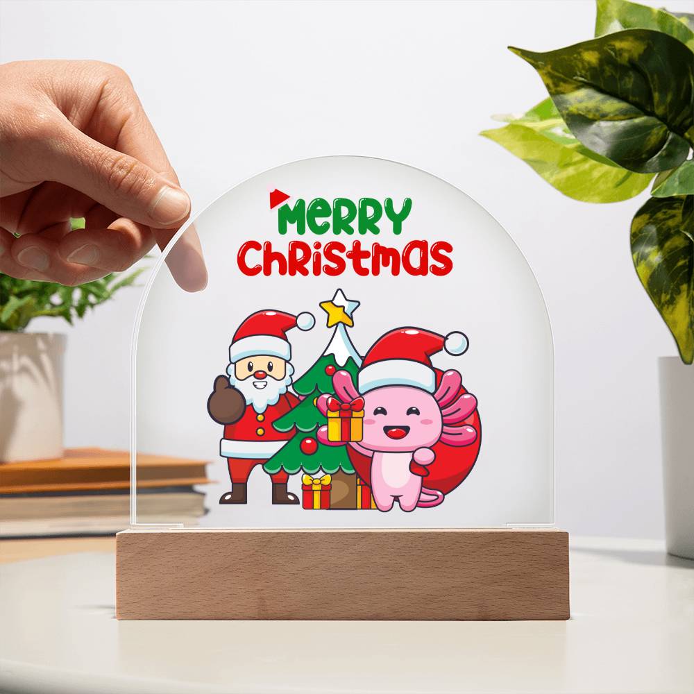 Axolotl's Gift Delivery - Santa's Little Helper - Dome Acrylic Plaque