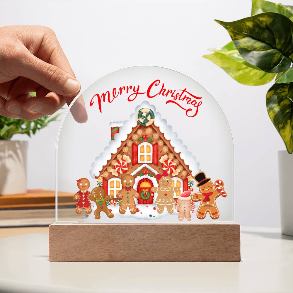 Gingerbread Family - Holiday Greetings - Dome Acrylic Plaque