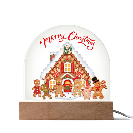 Gingerbread Family - Holiday Greetings - Dome Acrylic Plaque