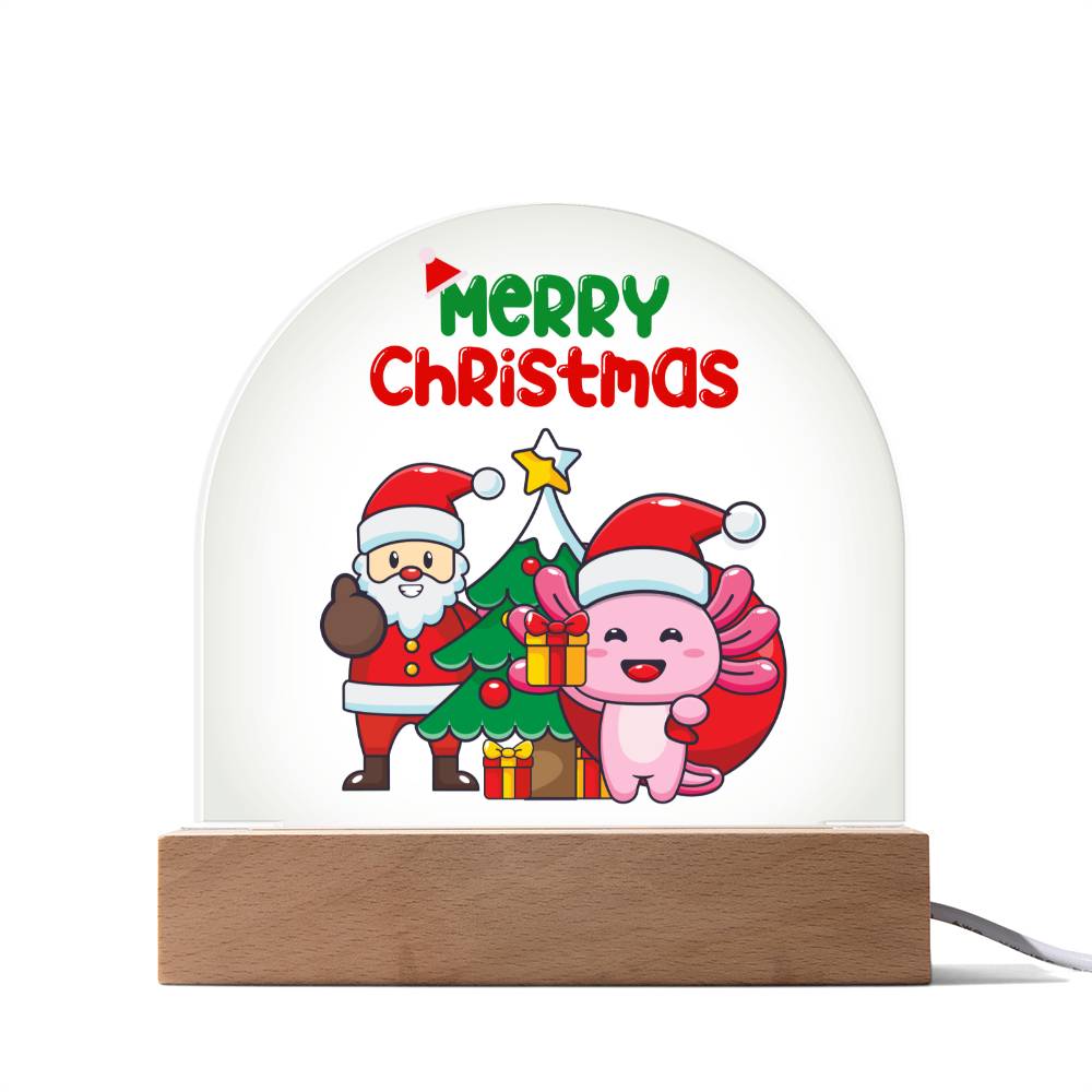 Axolotl's Gift Delivery - Santa's Little Helper - Dome Acrylic Plaque