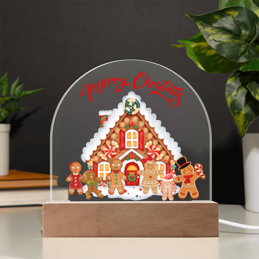 Gingerbread Family - Holiday Greetings - Dome Acrylic Plaque