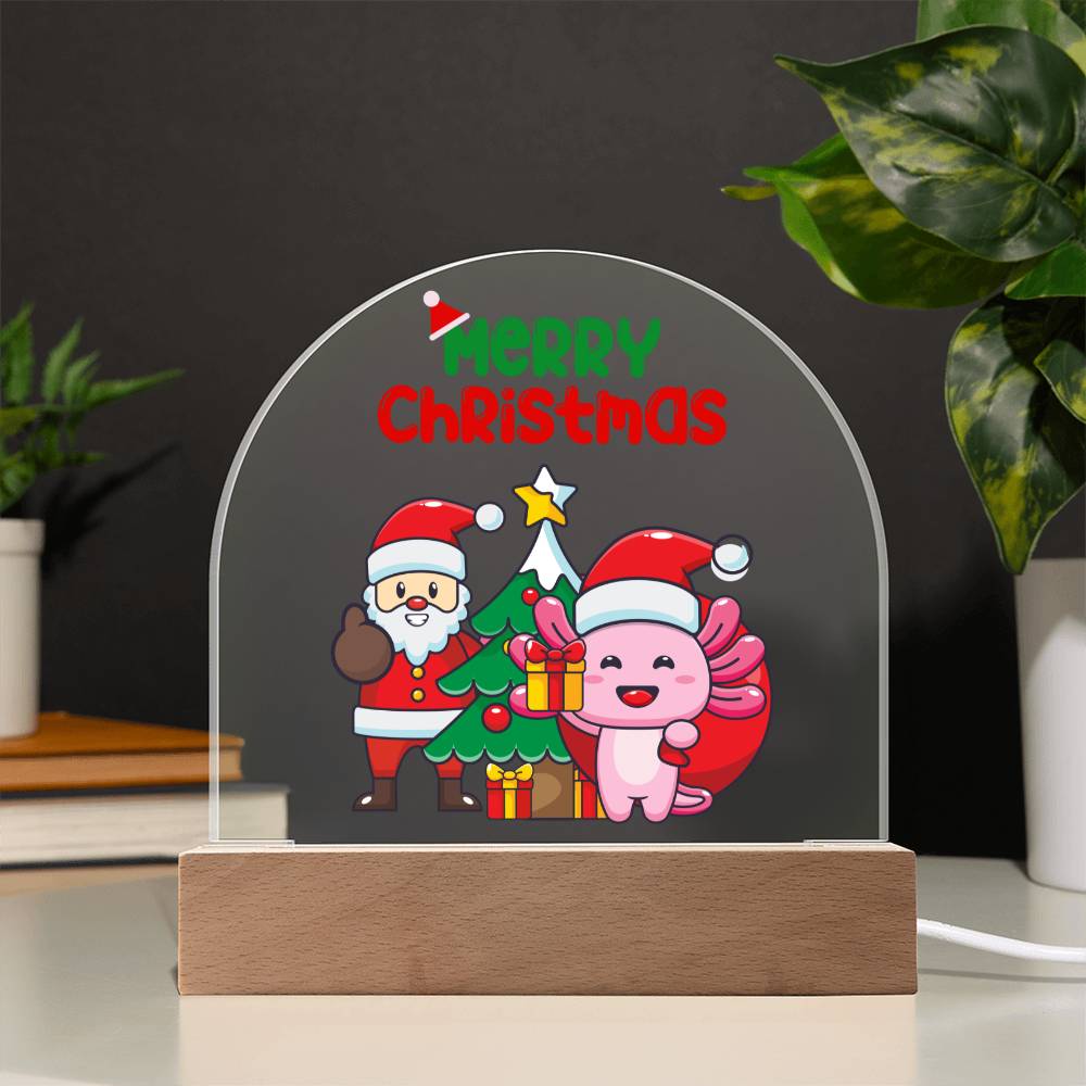 Axolotl's Gift Delivery - Santa's Little Helper - Dome Acrylic Plaque