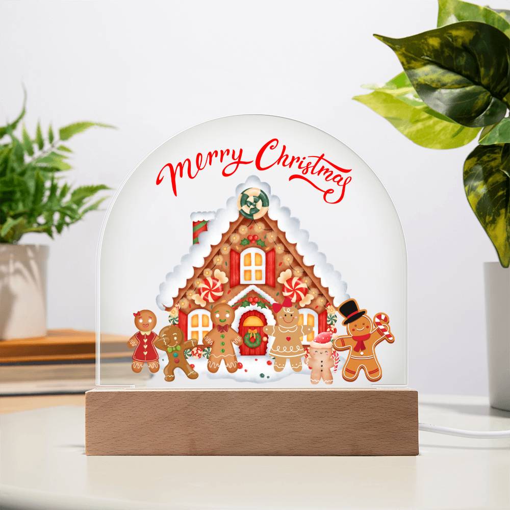 Gingerbread Family - Holiday Greetings - Dome Acrylic Plaque