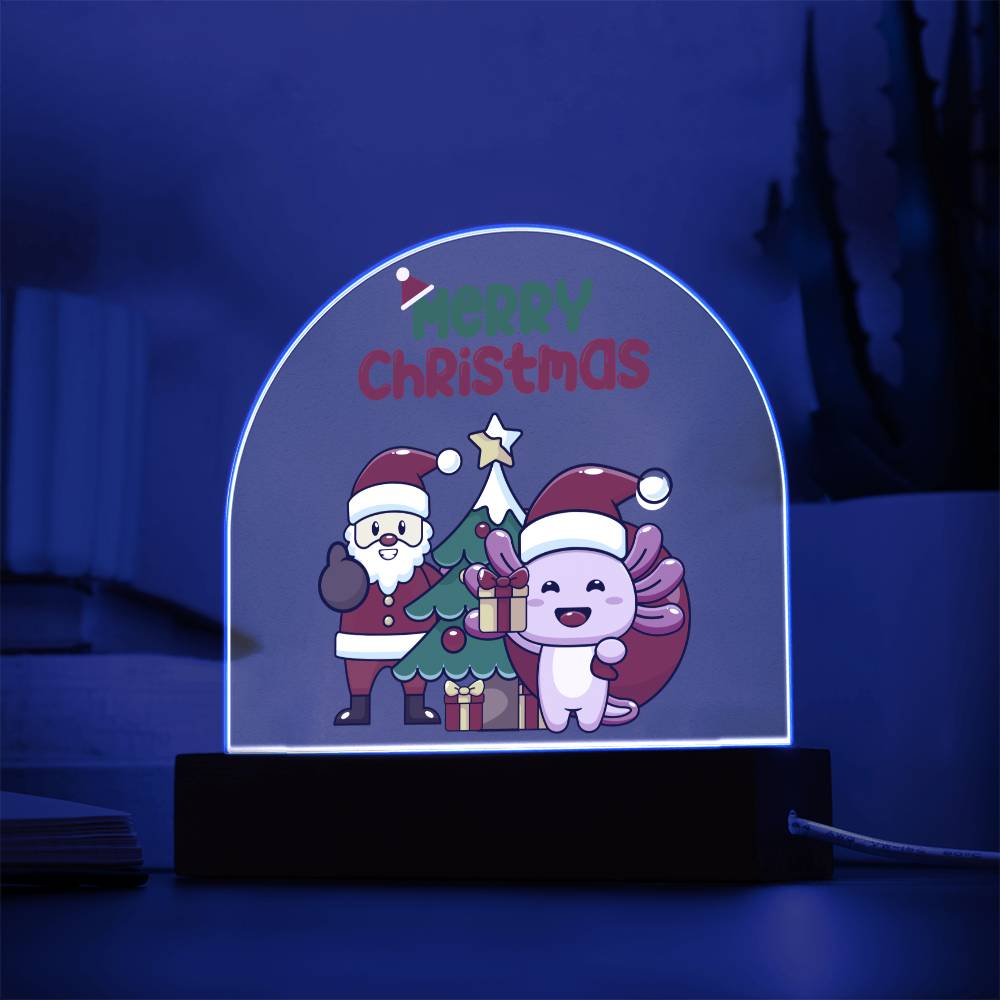 Axolotl's Gift Delivery - Santa's Little Helper - Dome Acrylic Plaque