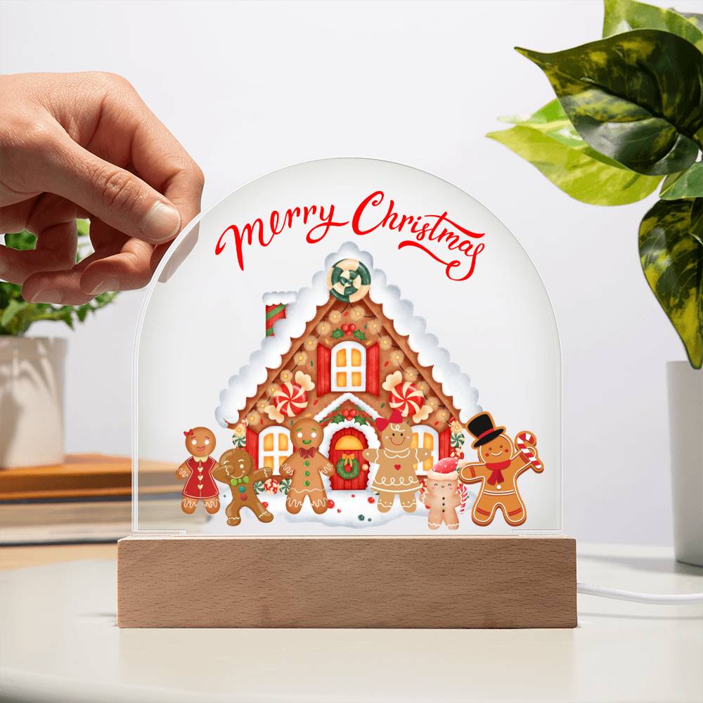 Gingerbread Family - Holiday Greetings - Dome Acrylic Plaque