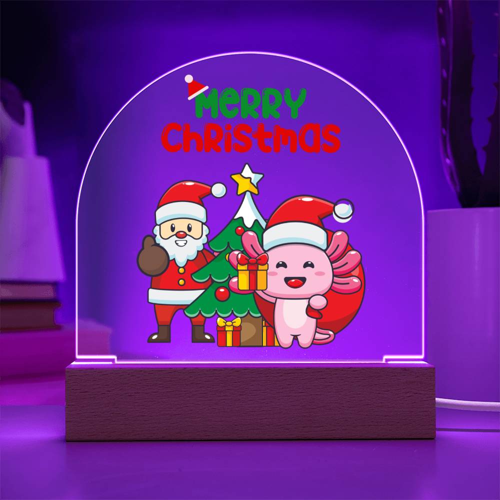 Axolotl's Gift Delivery - Santa's Little Helper - Dome Acrylic Plaque