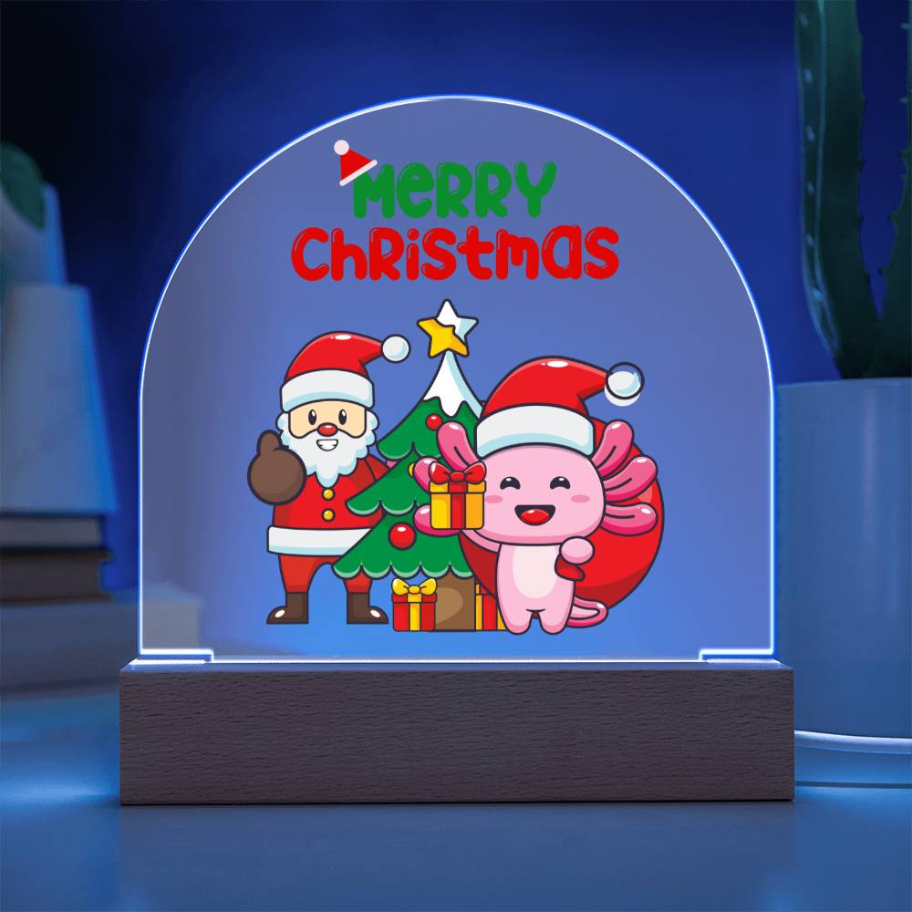 Axolotl's Gift Delivery - Santa's Little Helper - Dome Acrylic Plaque