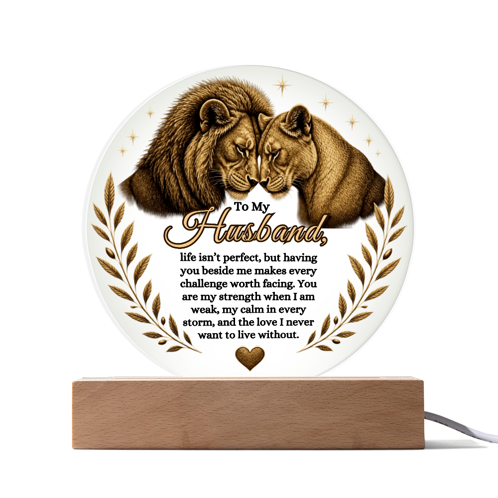 To My Husband Lion Couple Acrylic Plaque – Romantic Gift for Husband, Anniversary Gift from Wife, Heartfelt Husband Keepsake, Birthday Gift