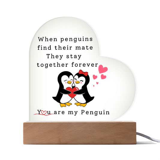 Forever My Penguin: A Love That Lasts Heart Acrylic Plaque, Gift for Her, Valentine's Day Gift