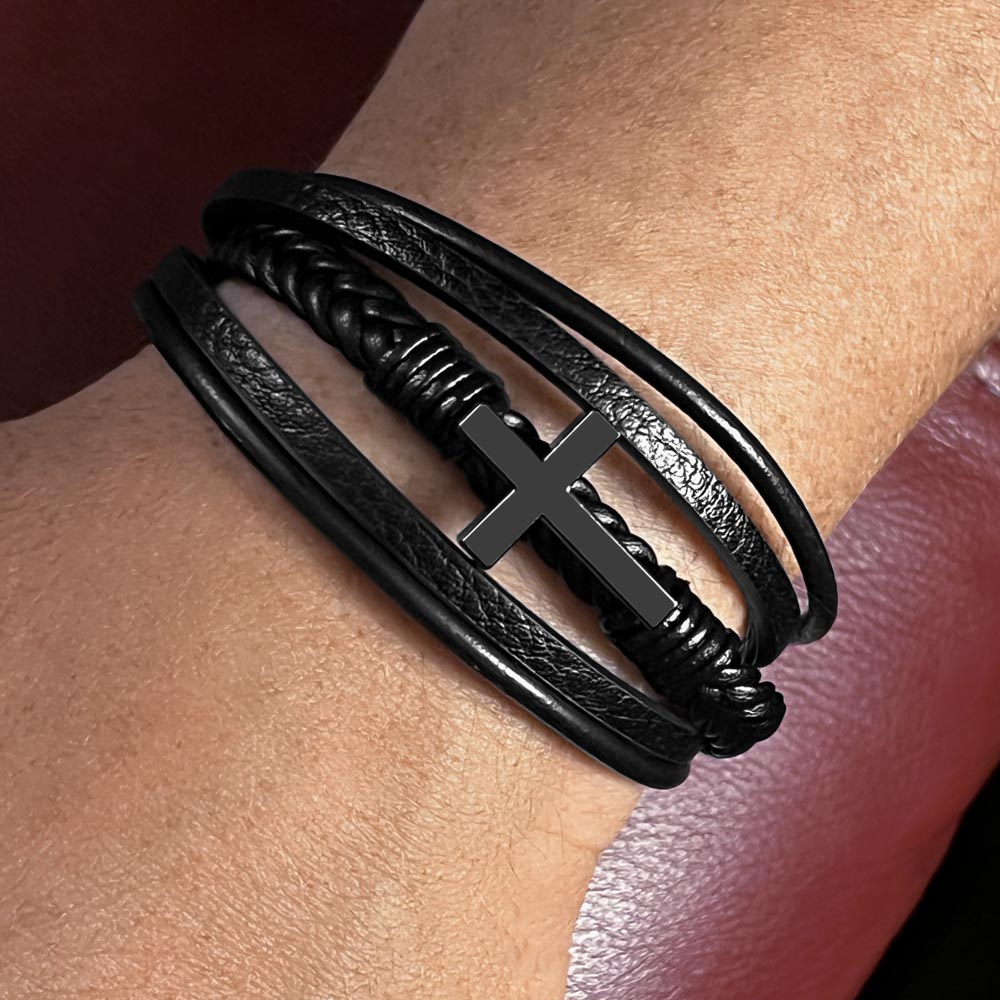 To Our Son - Men's Cross Bracelet - A Gift of Faith and Love From Mom & Dad